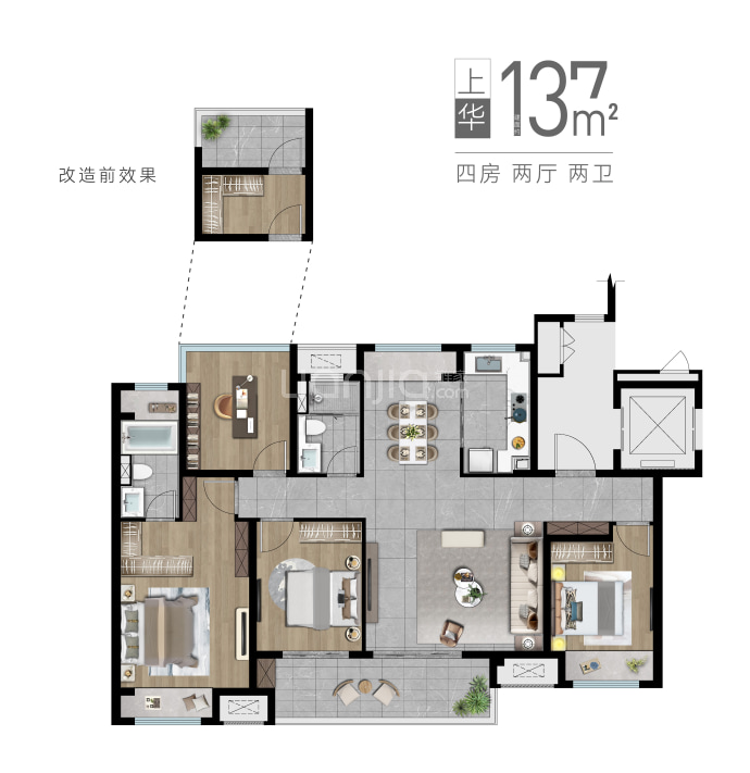 浦上悦庭--建面 137m²