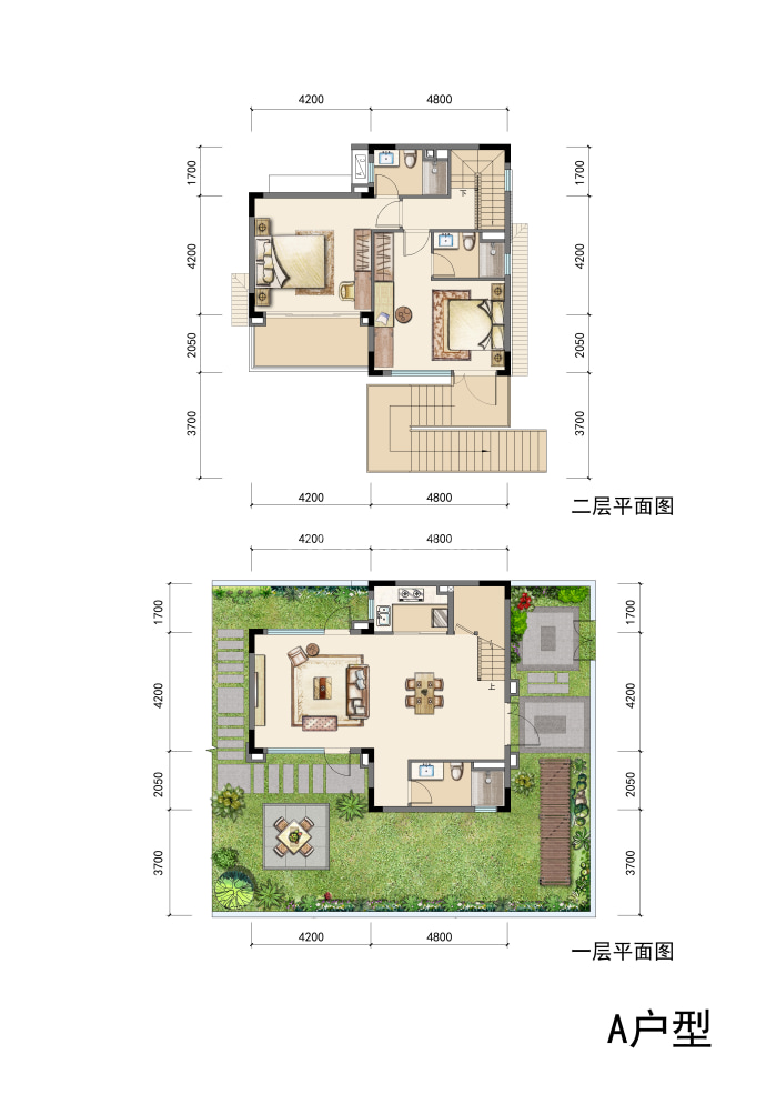 建发山泉院2室1厅3卫户型图