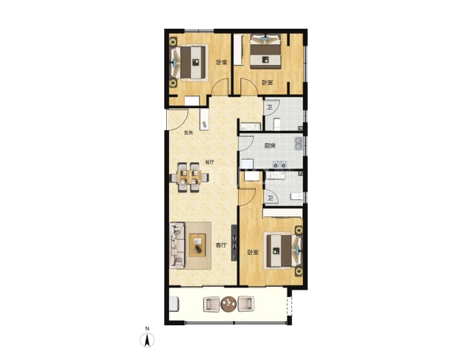 润华翡翠公馆--建面 125m²