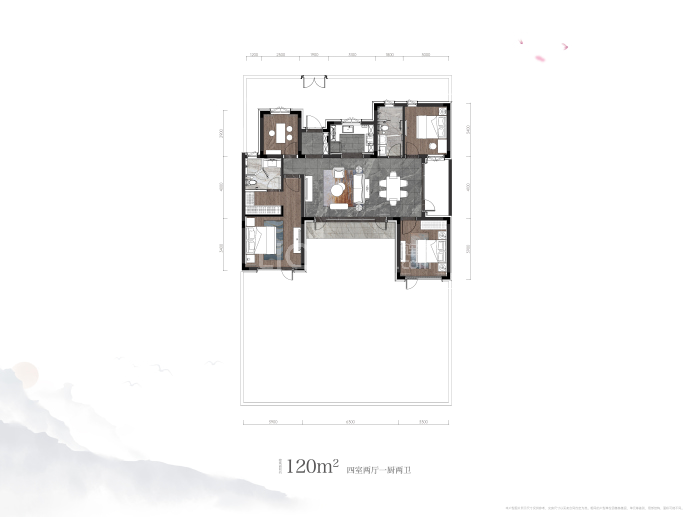 蓝城淄博雅园--建面 120m²