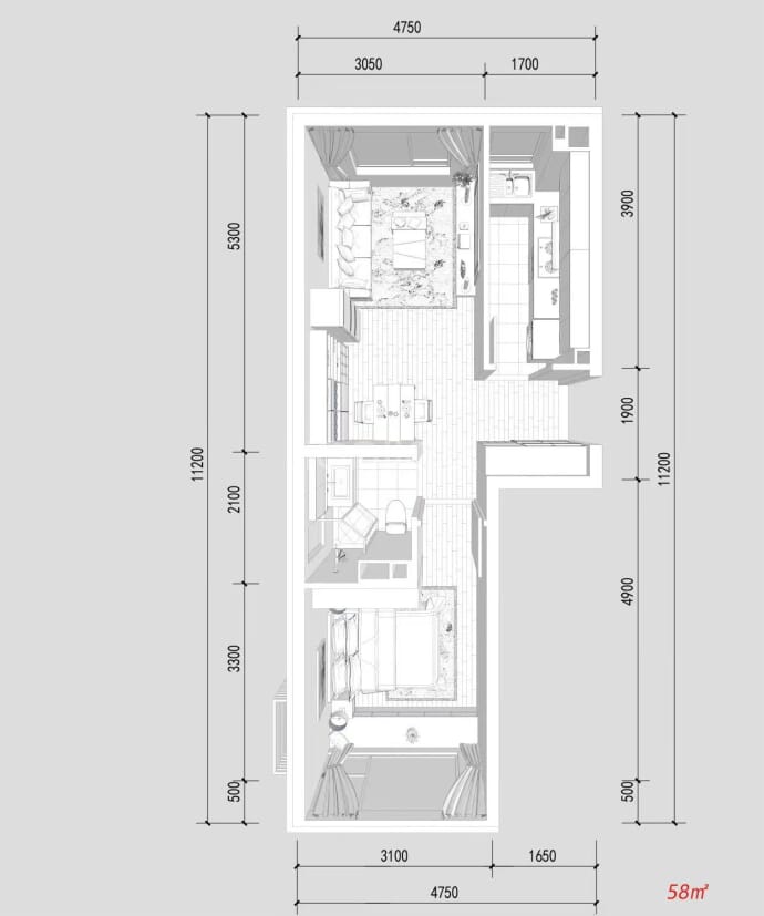 宸悦国际--建面 58m²