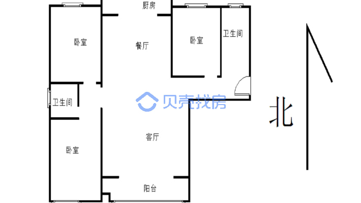 天明城 2期世家 毛坯大三房 采光好 位置佳-户型图