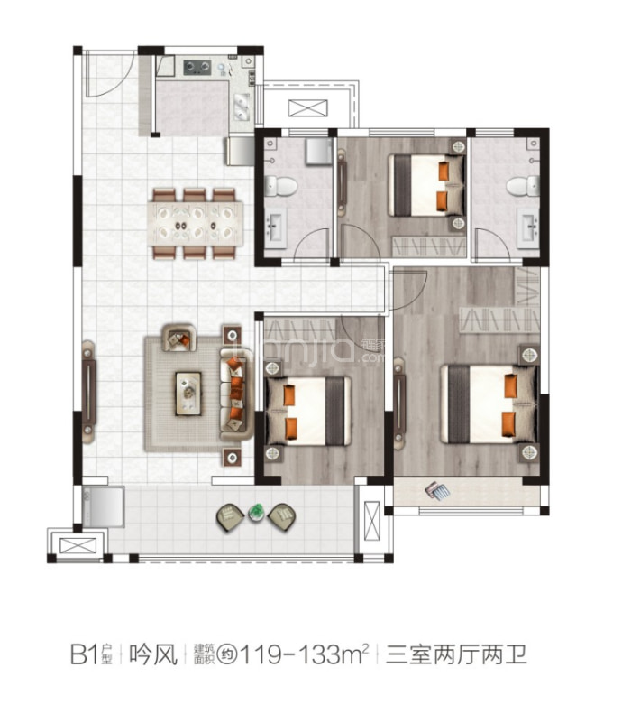 恒达君御府二期--建面 119m²