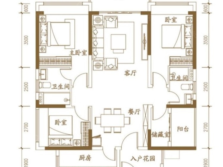 泰禾佛山院子4室2厅2卫户型图