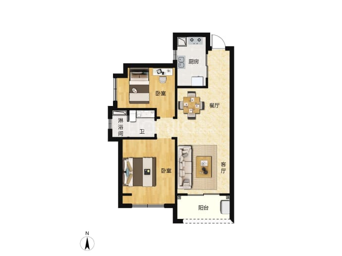 金辉悦步公馆二期--建面 68m²