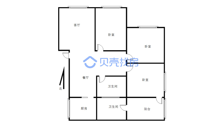 东坝河边小区，大三房，采光好，生活方便-户型图