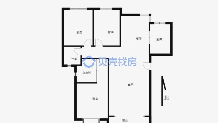 北京路新天润蓝郡3室2厅2卫包含10 平小阳台-户型图