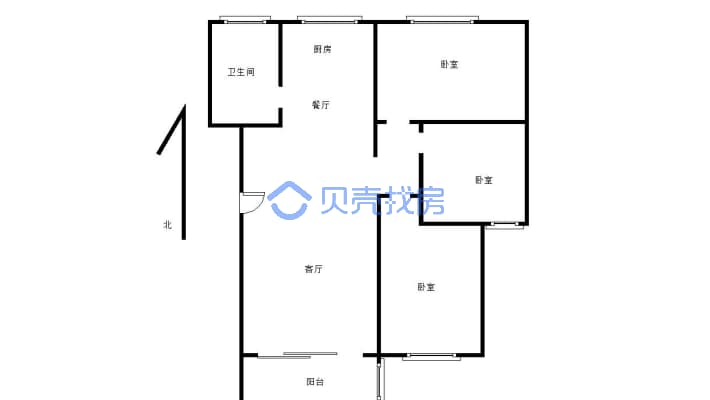 电梯洋房 中间楼层 毛坯大三房 可随意装修-户型图