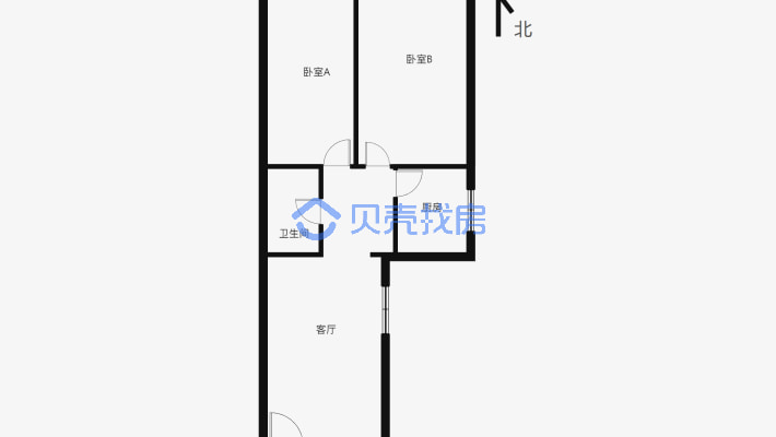 泰翠小区精装两室北京路医学院地铁口旁京都小区-户型图