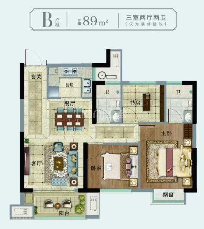 悦玺兰庭--建面 89m²