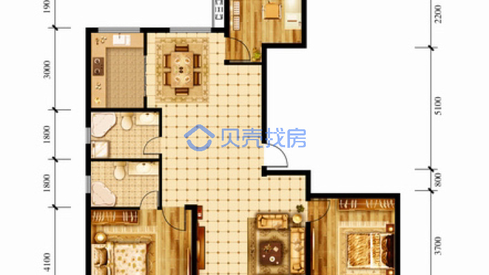 江山花园(海州区) 3室2厅 南-户型图