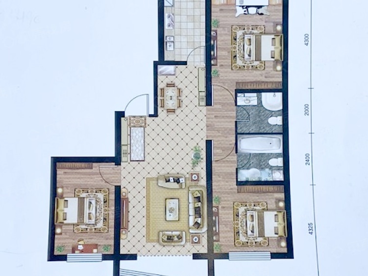 国奥新城3室2厅2卫户型图
