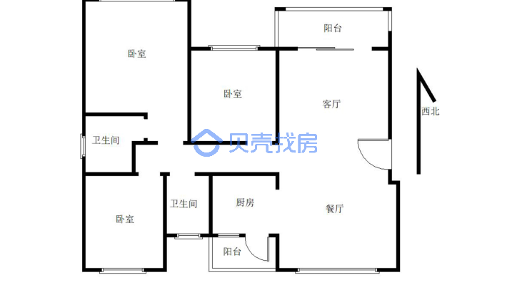 此房是小高层1梯2户的洋房，大三房双卫可看江产权满二-户型图