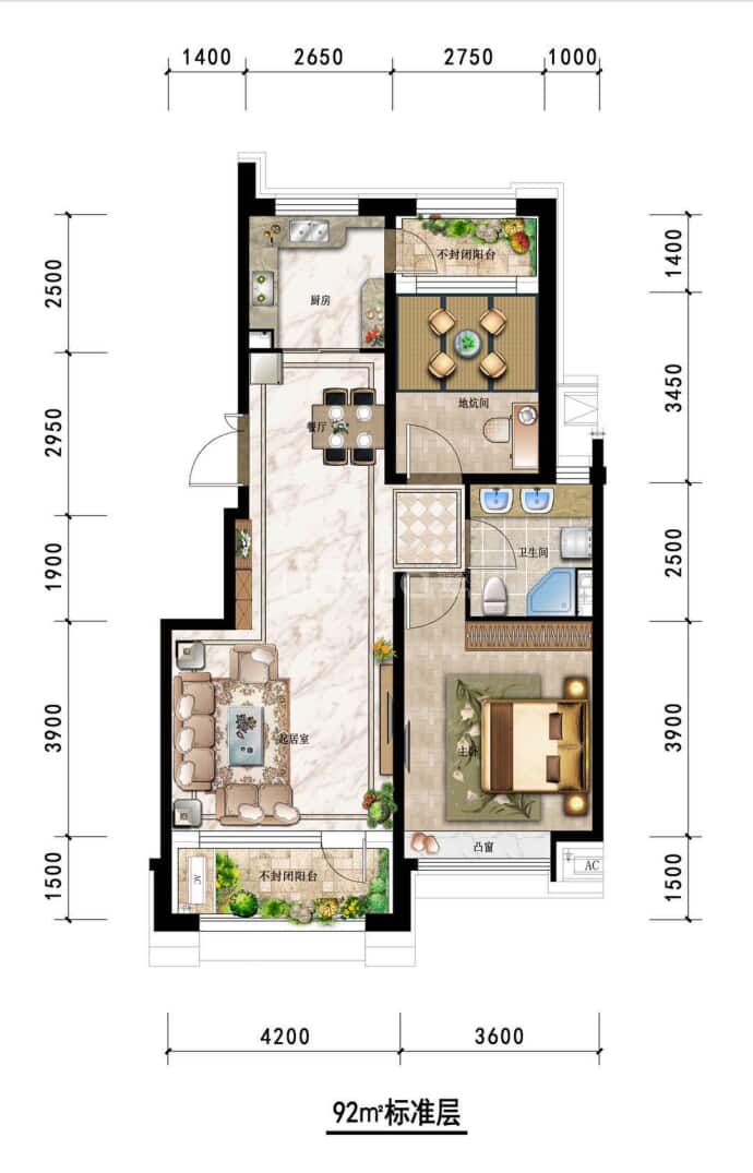 凯旋公馆--建面 92m²