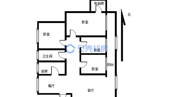 萍安小区二期二楼楼层好大四房户型方正精装修拎包入住-户型图