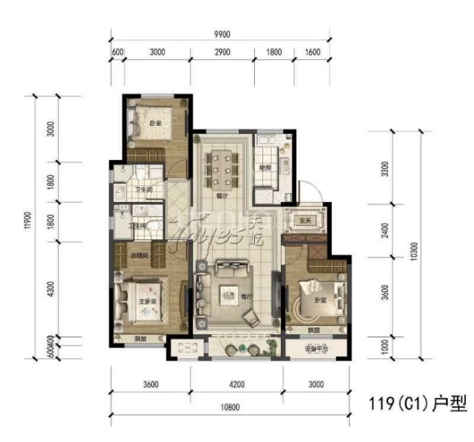 中梁中朵·拾光里--建面 119m²