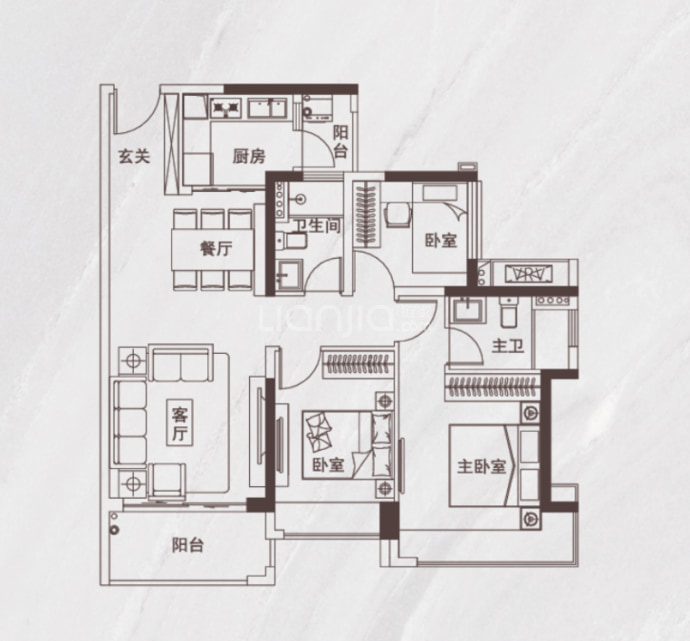 中粮珑湾祥云--建面 96m²