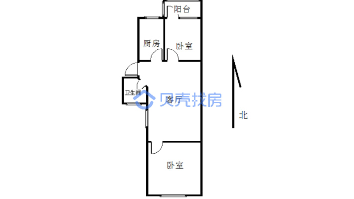 火车站东 海南公寓 两室 双阳台-户型图