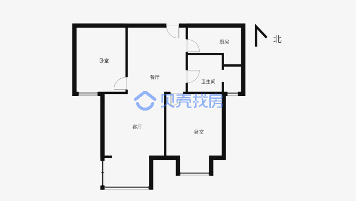 慈湖路  金风云天尚谷  电梯高层  2室 精装户型方正-户型图