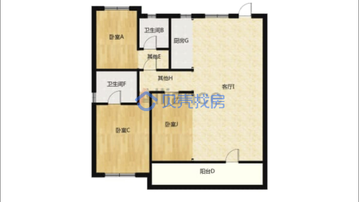 龙飞小区3室2厅 交通便利 小区环境干净舒适 适合居住-户型图