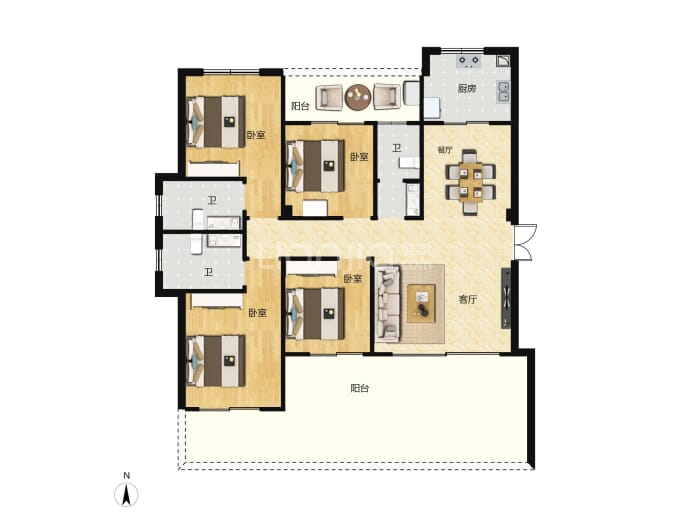 融政滨江名筑4室2厅3卫户型图