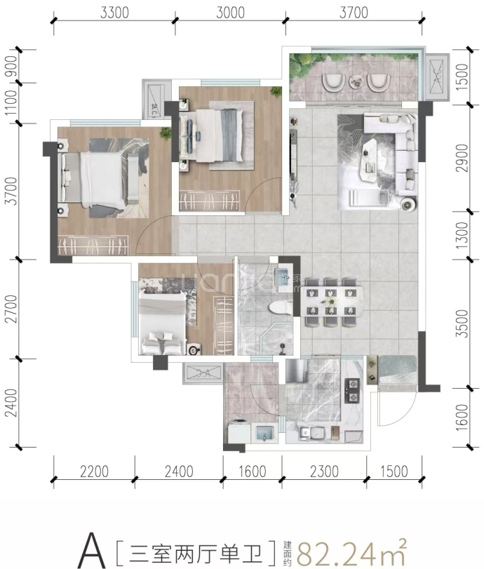 邦泰·江山樾--建面 82.24m²