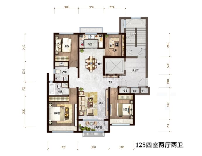 南益名士华府--建面 125m²