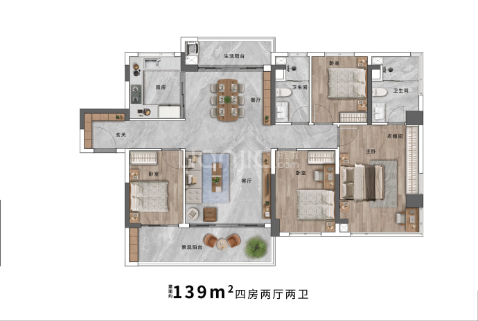 东建天赋龙湾--建面 139m²