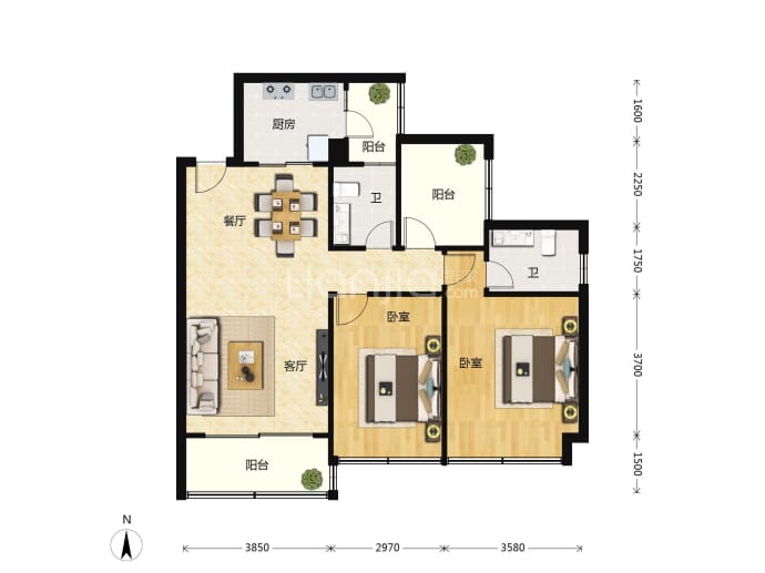 汇源新都--建面 97.83m²