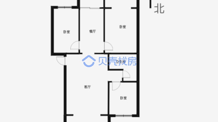 珠江路广源小区 南北通透3居室 标准户型 一梯两户-户型图