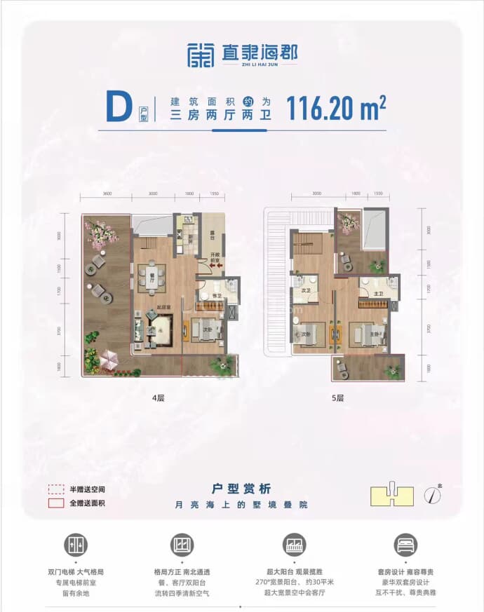 民生·直隶海郡3室2厅2卫户型图