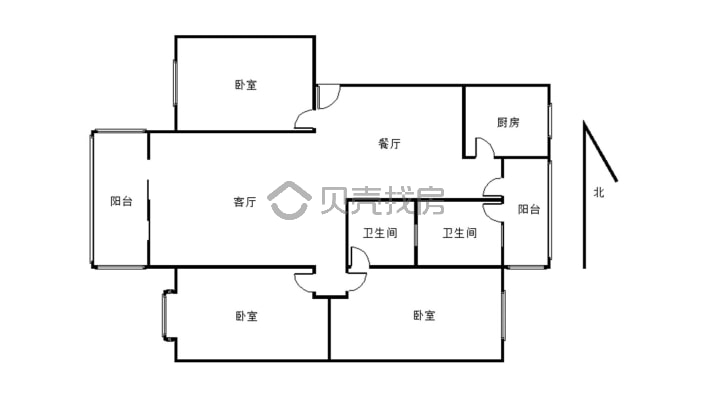 城南，武安河，大三室两厅双卫，中间楼层，价格可谈-户型图