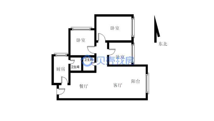 江北新区小洋房，精装三房双卫，房东诚心出售-户型图