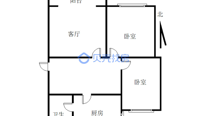 老城北街低楼层小套二有院子停车的那种-户型图