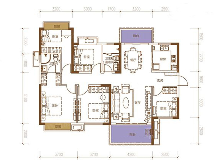 【保利大都汇_长沙保利大都汇楼盘】五居室户型图|5室2厅1厨2卫建面