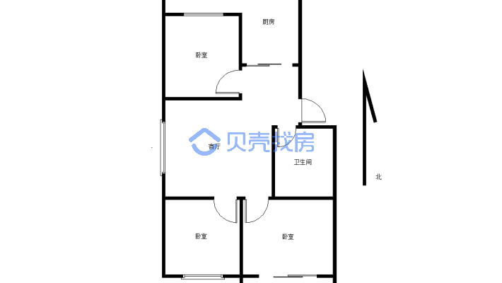 房子是南北通透的，客厅有窗，独立三 室，已改造-户型图