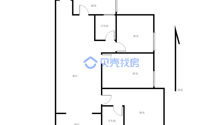 恒信上海城 精装套三双卫  带小平台-户型图