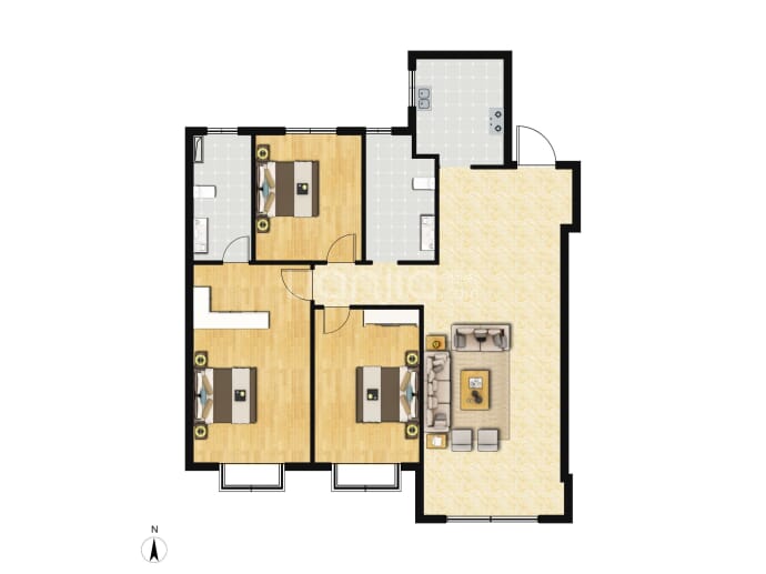 宝烨佳苑--建面 126.84m²