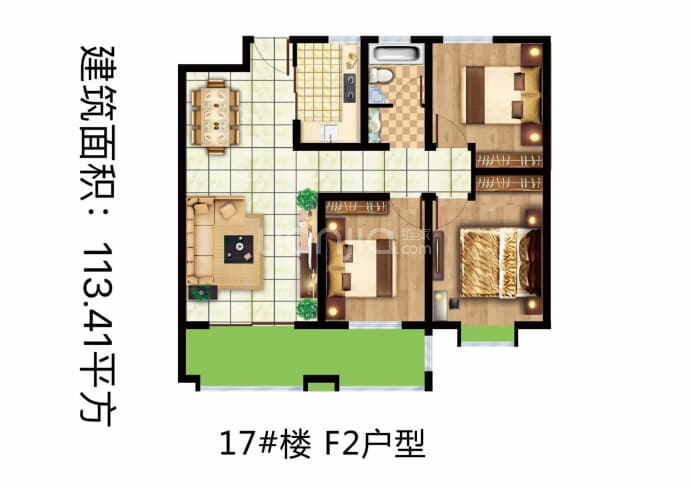 曹县三利御园--建面 113.41m²