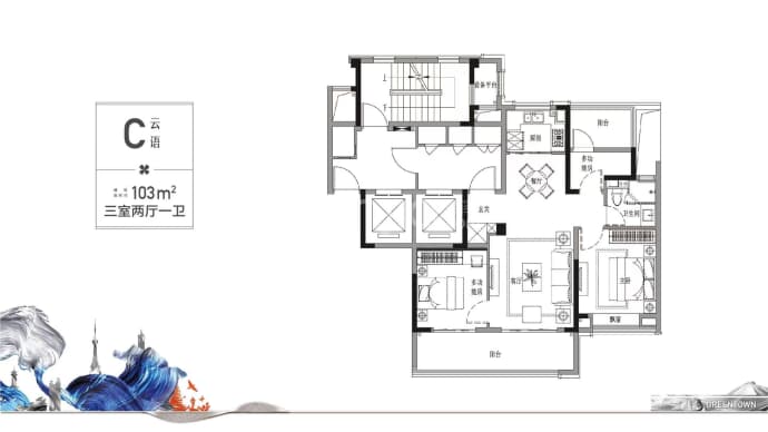 绿城桂语听澜轩--建面 103m²