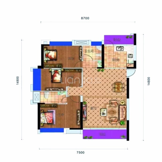 学林御景雅苑--建面 124.37m²