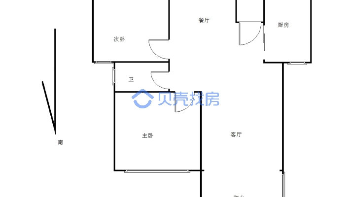明珠万福新城 2室2厅 南 北-户型图