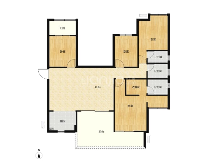 新安厦•学府滨江4室2厅3卫户型图