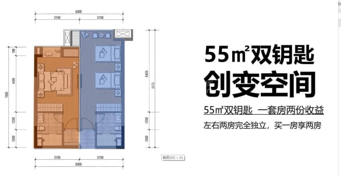 峨眉见山府--建面 55m²