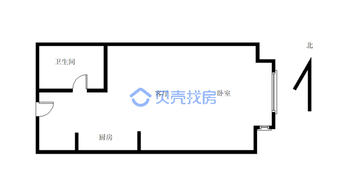 万达华城C区精装 一居室 小户型-户型图