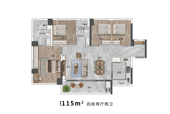 东建天赋龙湾--建面 115m²