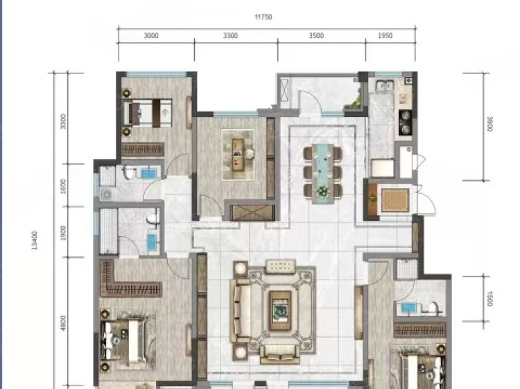 日照山海湾4室2厅3卫户型图
