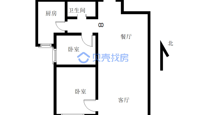 万达华城C区 91.68平 精装两居 前无遮挡  看房方便-户型图