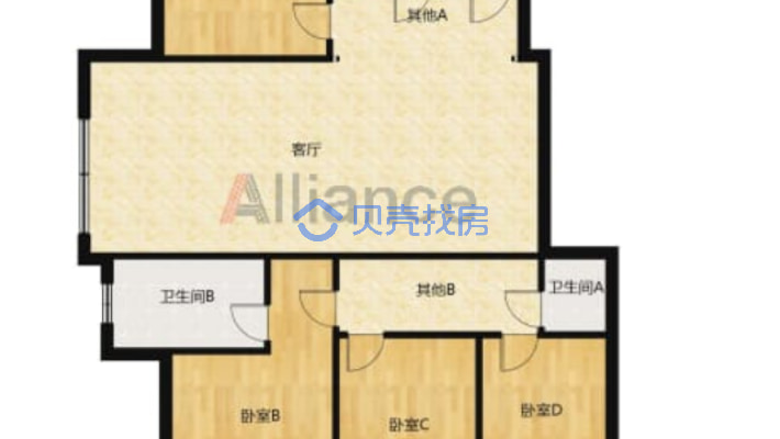 富山东城海岸  毛坯可任意装修 四室两厅两卫-户型图