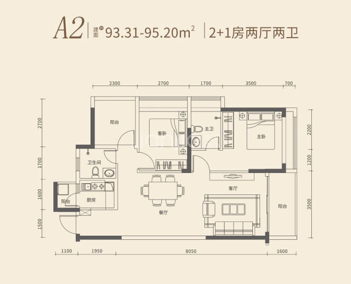 香缤天玺名苑--建面 93.31m²